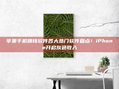 湖北苹果手机赚钱软件各大热门软件盘点！iPhone开启灰色收入